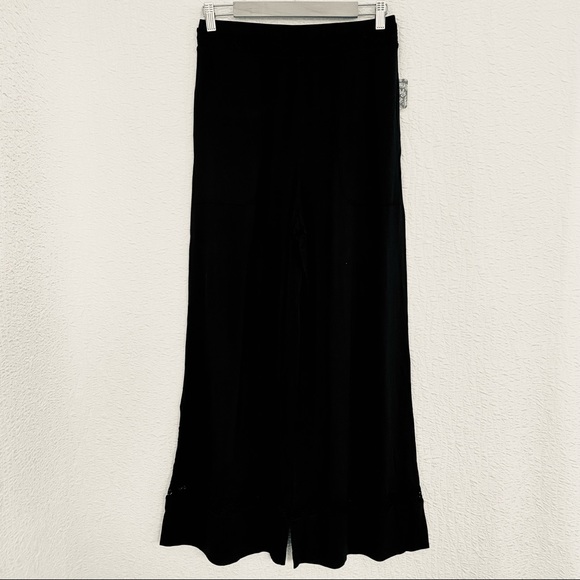 Free People Maddie Wide Leg Sleep or Lounge Pants Black - Picture 4 of 10